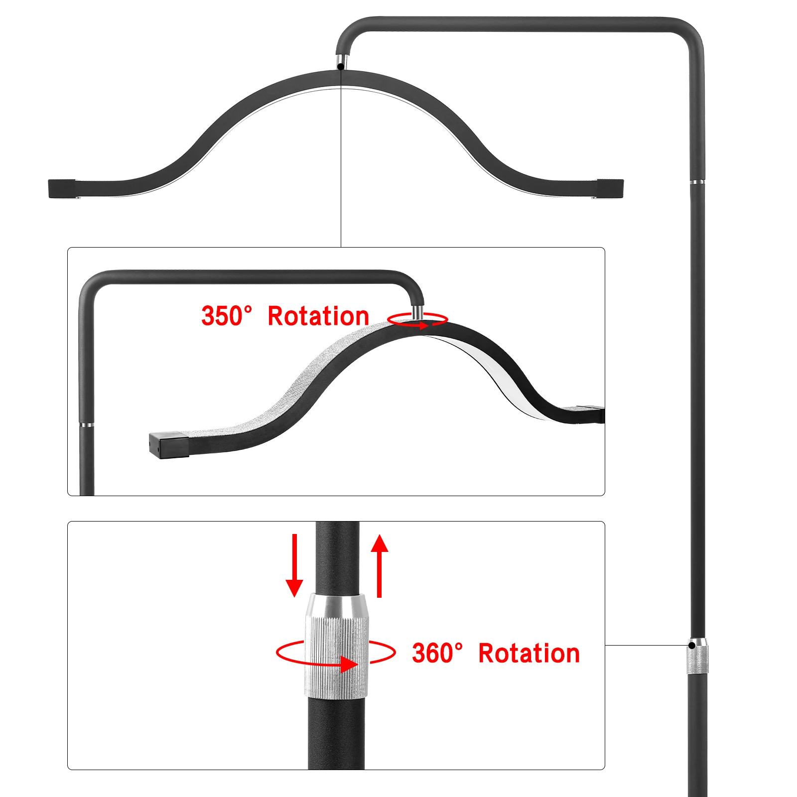 High Quality FOSOTO 30inch Lashes Beauty Lamp Eyelash Extension Tattoo Light Luna Floor Lamps Half Moon Light Lamp for Lashes
