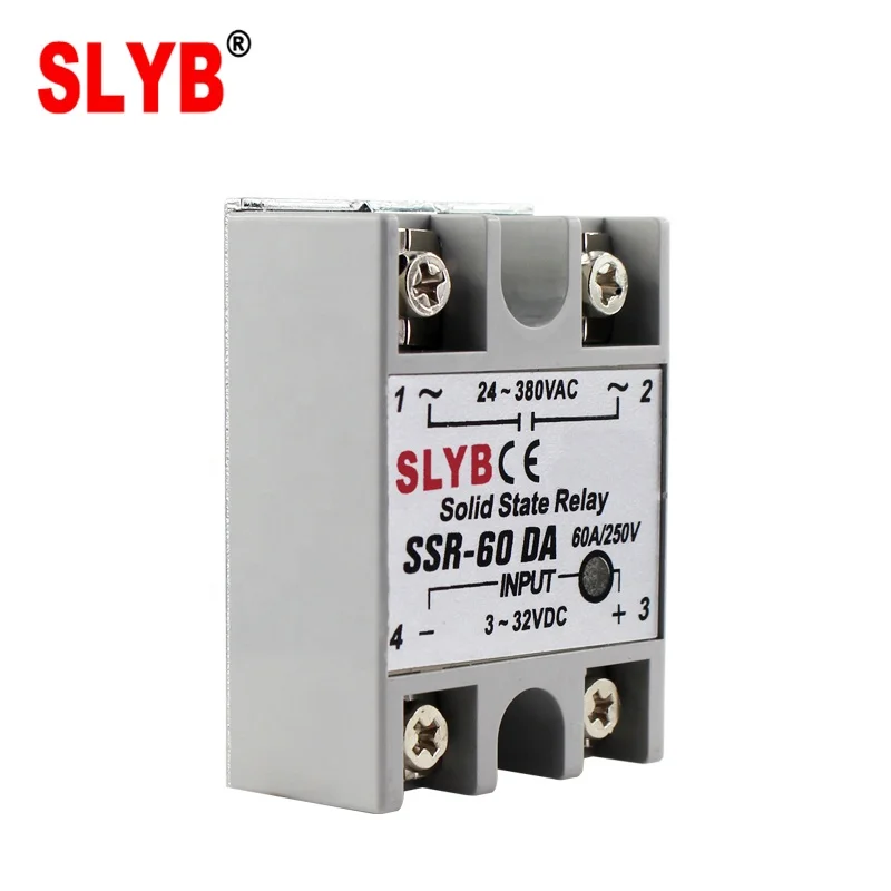 Zhejiang Wenzhou Factory Single Phase Solid State Relay SSR-60 DA 3-32VDC Input to 24-380VAC Output