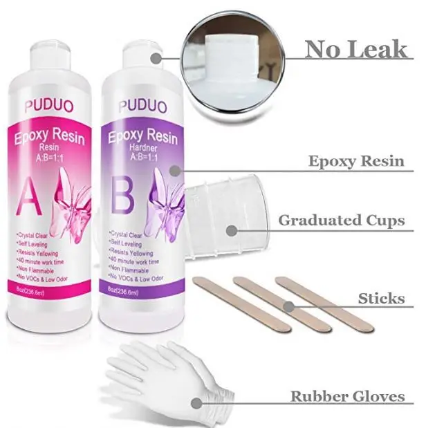 Epoxy Resin Crystal Clear for Art Crafts Tumblers  Casting and Jewelry Making Ounce with 2 Droppers
