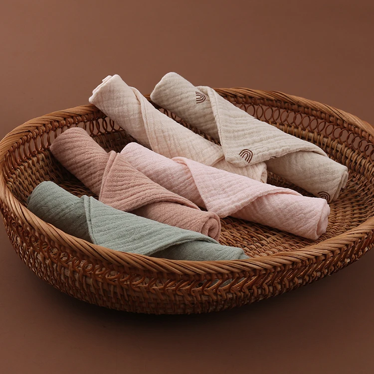 5 Pcs Baby Towel Muslin Face Cloth Handkerchief Organic Cotton Baby Hooded Towel Soft Saliva Bib Washcloth for Newborn Gift
