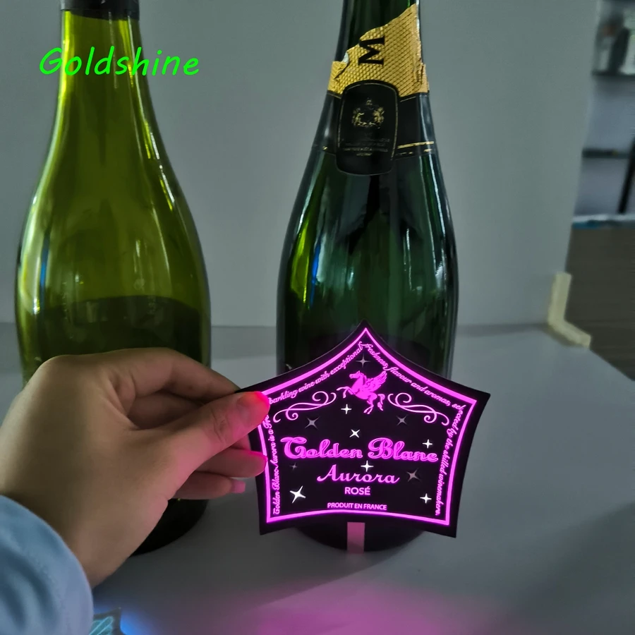 High Quality Oem Waterproof El Glow Bottle Sticker Champagne Sticker Light Up Bottle Label
