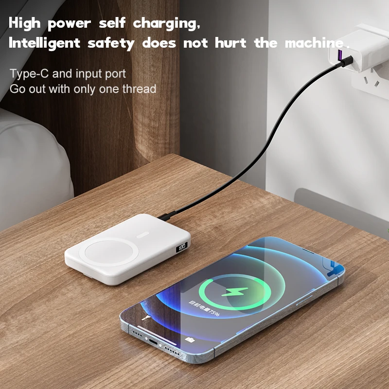 Hot Sales Custom Logo Portable 10000mah Magnetic Wireless Power Station PD22.5W Fast Charger Stand Holder  Magnetic Power Bank