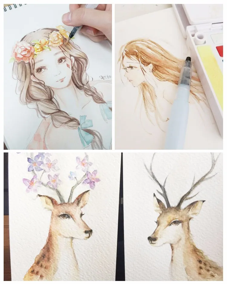 Portable Paint Brush Water Color Brush Pencil Soft Watercolor Brush Pen for Beginner Painting Drawing Art Supplies