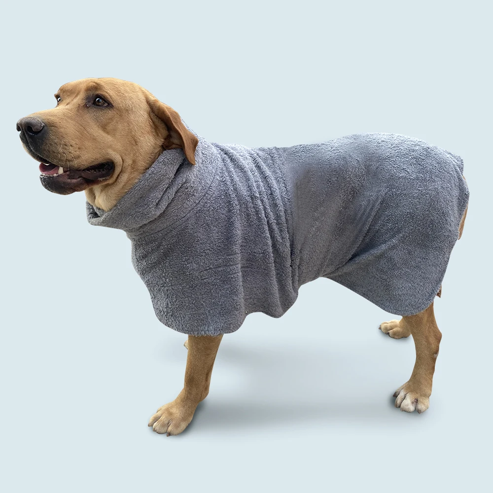 Custom Dog Bath Robe Sustainable Soft Dog Dressing Gown Towel Bamboo Pet Bathrobe Absorbing Shower Towel Poncho Bathrobe Dog