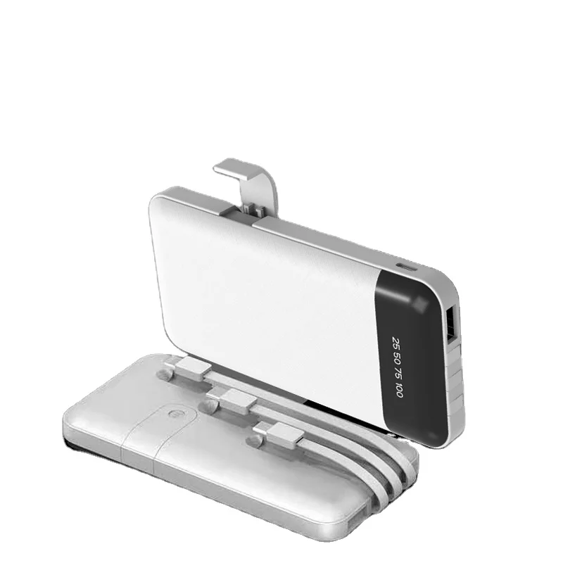 
 3 в 1 встроенные зарядные кабели с логотипом на заказ, внешний аккумулятор 10000 мАч со складным держателем для телефона, горячая Распродажа от производителя  