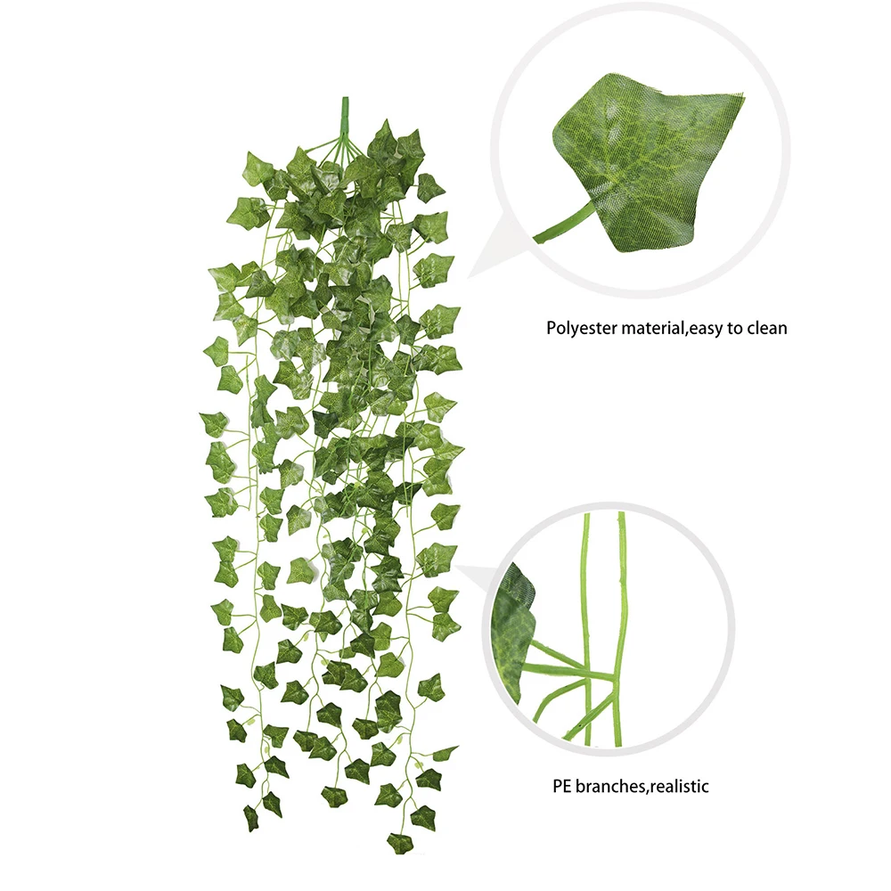 CTT-3-12 95cm Green Ivy Leaves Artificial Foliage Hanging Plants Grape Vine for Home Wedding Decorative