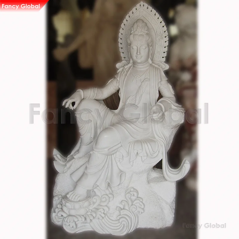 Life Size Large Buddha 2m White Stone Marble Guanyin Kwan Yin Statue For Decoration