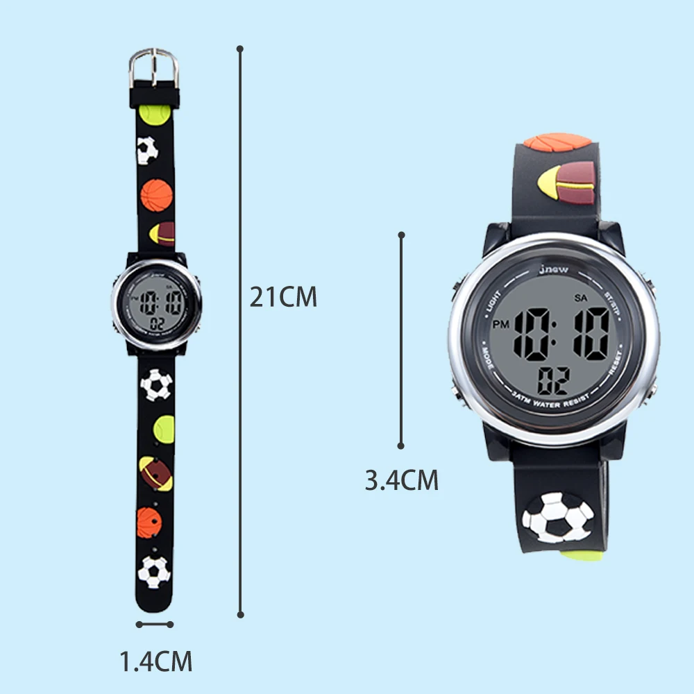 Ans Cartoon Waterproof Sports Watch for Kids Girls and Boys Old Fashion PC Digital Plastic Acrylic Glass Strap with Buckle