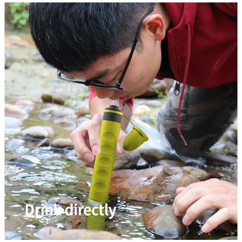 Backpacking outdoor climbing survival travel personal bacteria portable water filtration purifier filter straw bottle