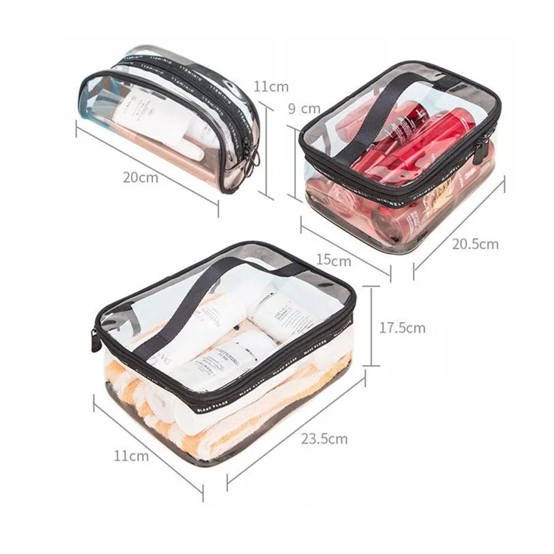 High quality Transparent Makeup Organizers Travel Bag Clear cosmetic bag pvc