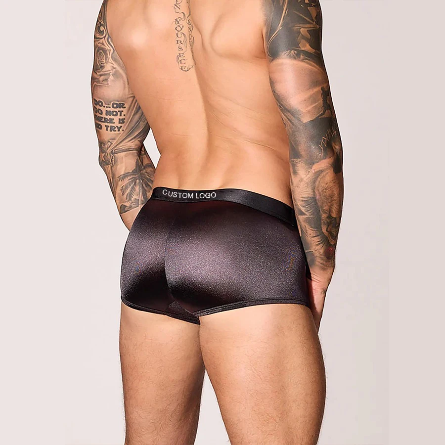 PATON Luxe Satin Boxers Trunks for Adults Custom Text Logo on Waistband Incredibly Sleek and Comfortable Fit Underpants