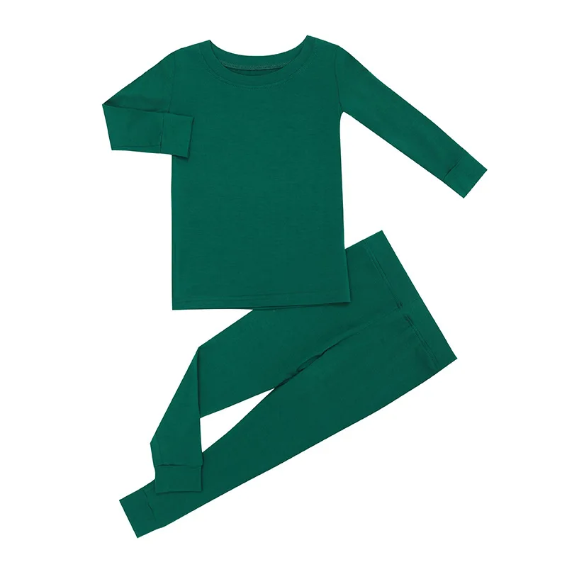 95%Bamboo +5% Spandex Custom Solid Color Bamboo Pajamas Baby Sleepwear Kids Bamboo Pajamas Set