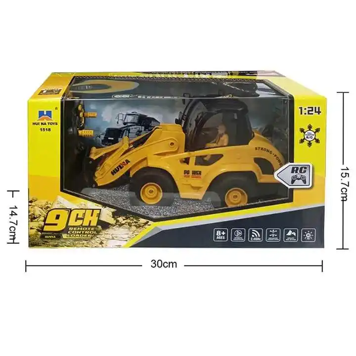 Huina 1518 1:24 Scale 9 Channels Semialloy Engineering Car Series Bulldozer Remote Control Toys Electric Car Toys