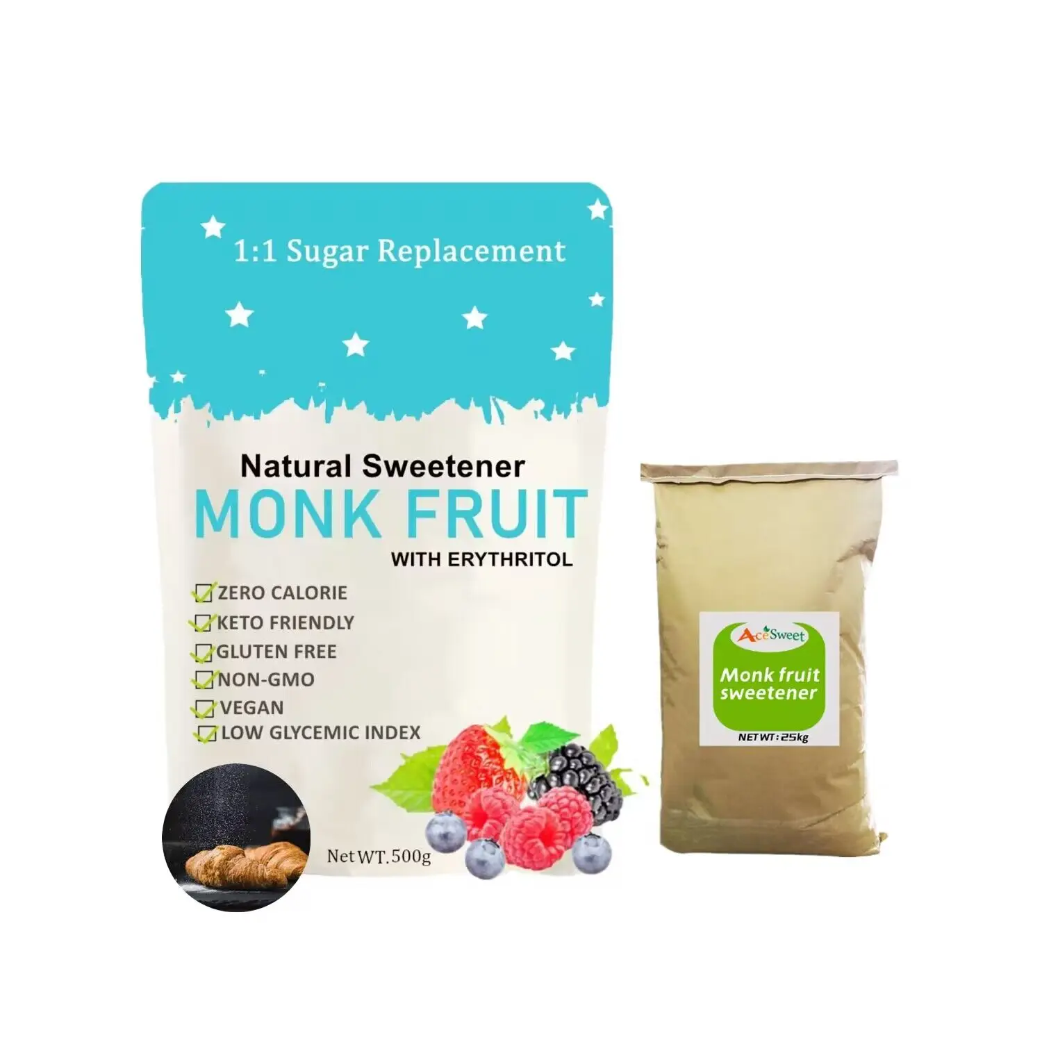 Hot Selling Allulose Syrup Juice Candy Keto Friendly 0 Calorie Allulose Stevia Sugar Healthy Organic Monk Fruit Sweetener