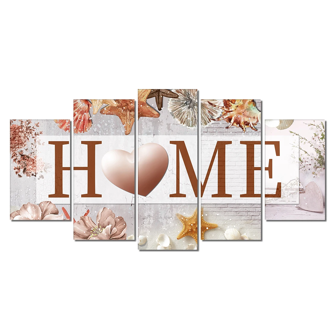 Wholesale 5 panels LOVE HOME wall art posters and pictures modern HD canvas print painting for home decor