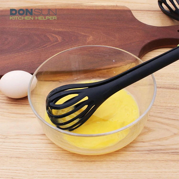 11 inch Nylon Egg Whisk 2 in 1 Egg Beater Kitchen Whisk Food Tongs