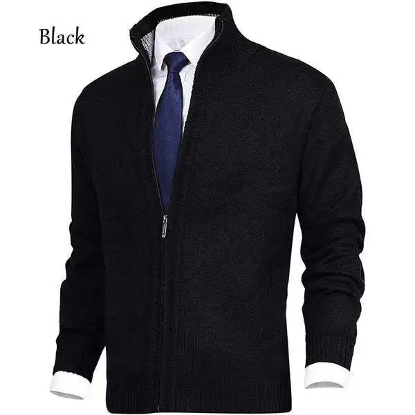Men Zipper Up Long Sleeve Knitwear Man Slim Fit Jumper Casual Thick Knitting Sweater Cardigans Knit Jackets