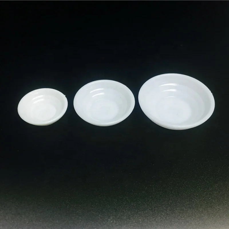 Miniature Plastic Tableware Pure White Bowls and Saucer Set for Dollhouse