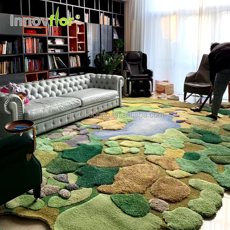 Living Room New Zealand Wool Luxury Natural Design Big Size Charm Geometric Line Modern Handmade Carpet