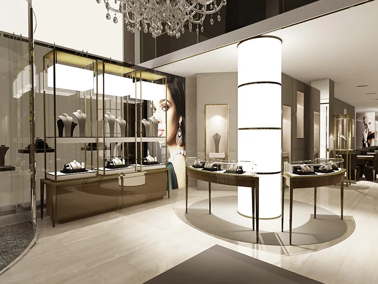 Factory Customized Shop Mall Decoration Display Cabinet Glass Showcase Jewelry Shop Display Fixtures