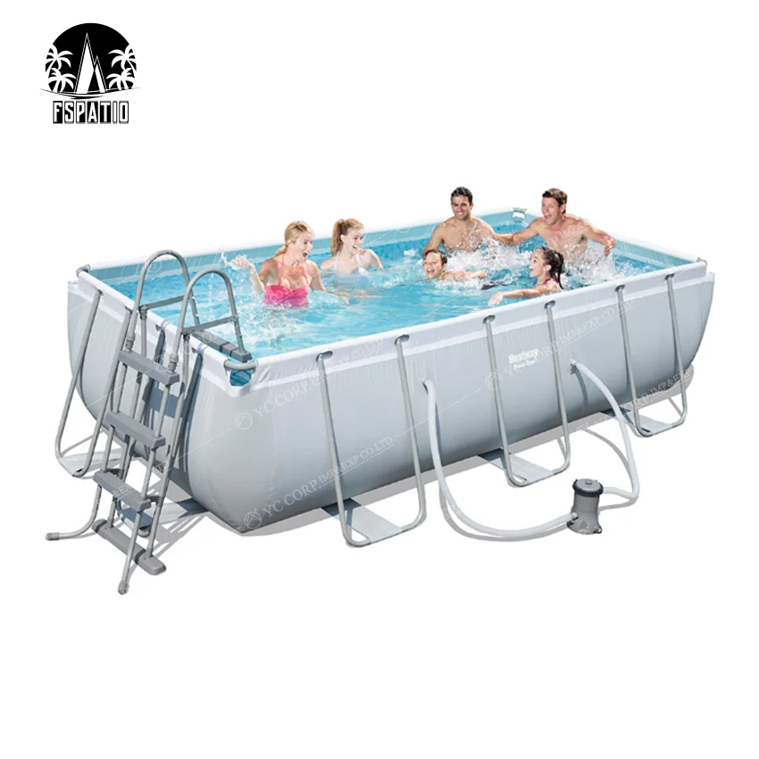 FSPATIO  Amazon hot sale  rectangular inflatable pools inflatables swimming outdoor above ground  metal frame swiming pool