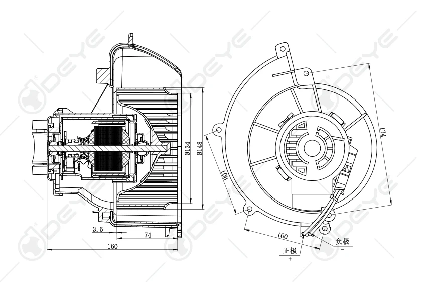 1845065 1845003 1845101 Black Air Heater 12 Volt Fan Automobile Blower Motor For Ohsas18001