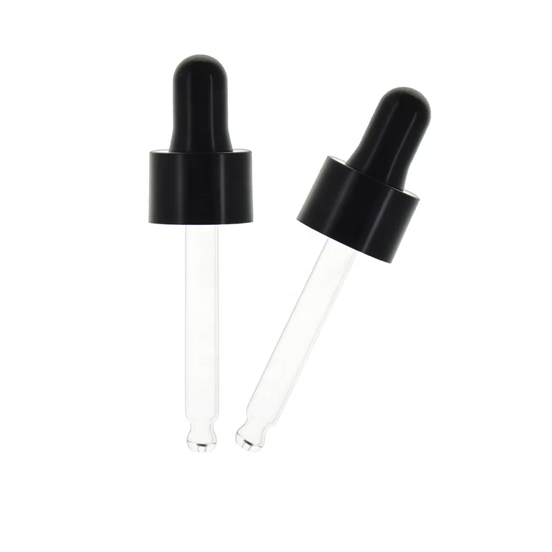 18/410 Plastic Silicone Head Dropper With Glass Pipette For Essential Oil Bottle