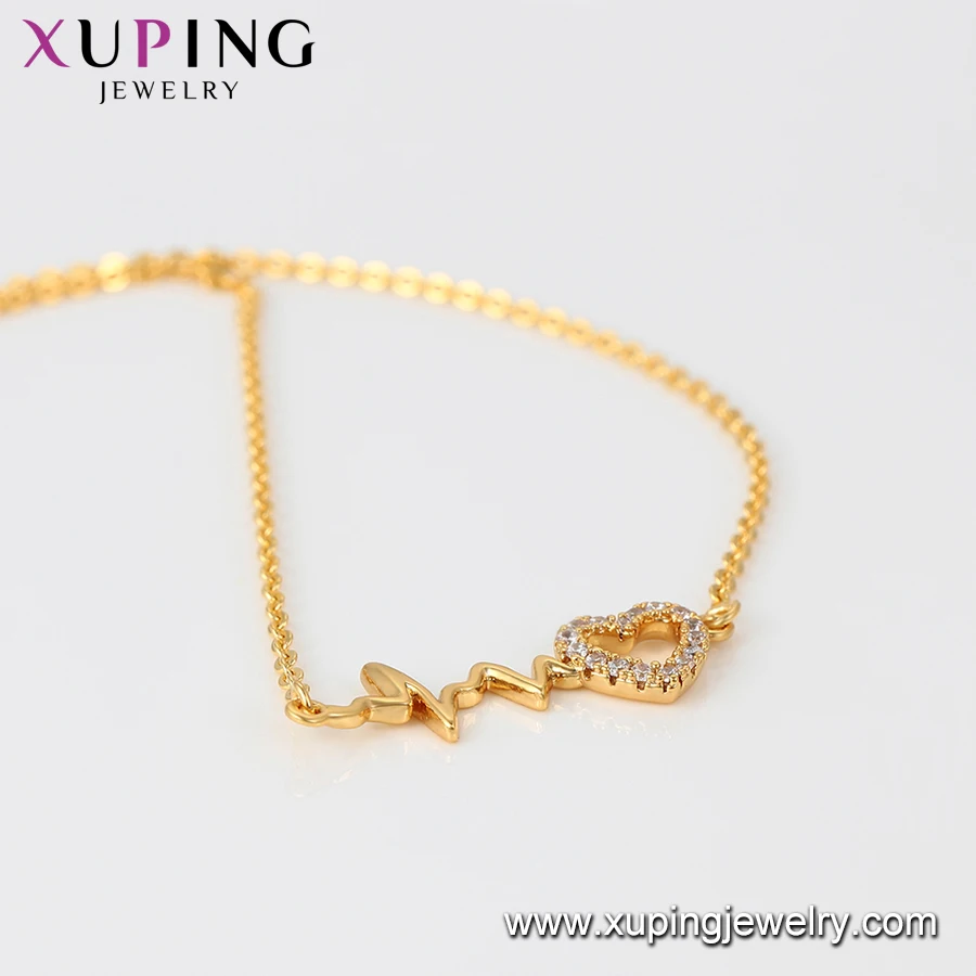46107 xuping модные золотые ожерелья 24k позолоченные циркониевые в форме