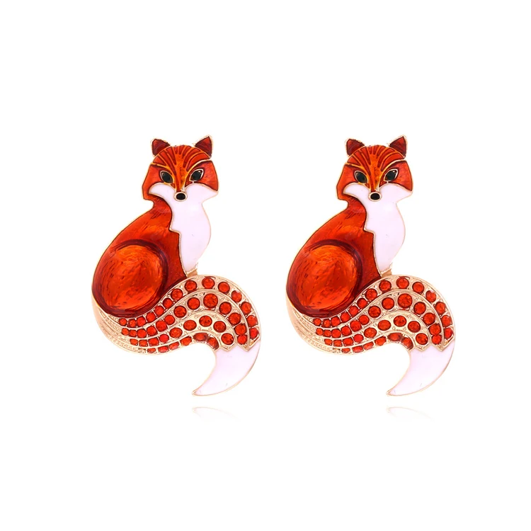 Creative design cartoon marine animal seahorse whale earrings ladies fashion enamel goldfish balloon fish Fox earrings