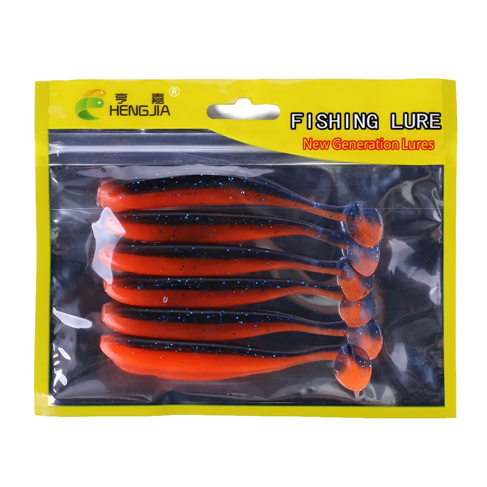 6pcs Bag T Tail Soft Fishing Lure Factory Price Shad For Bass Perch
