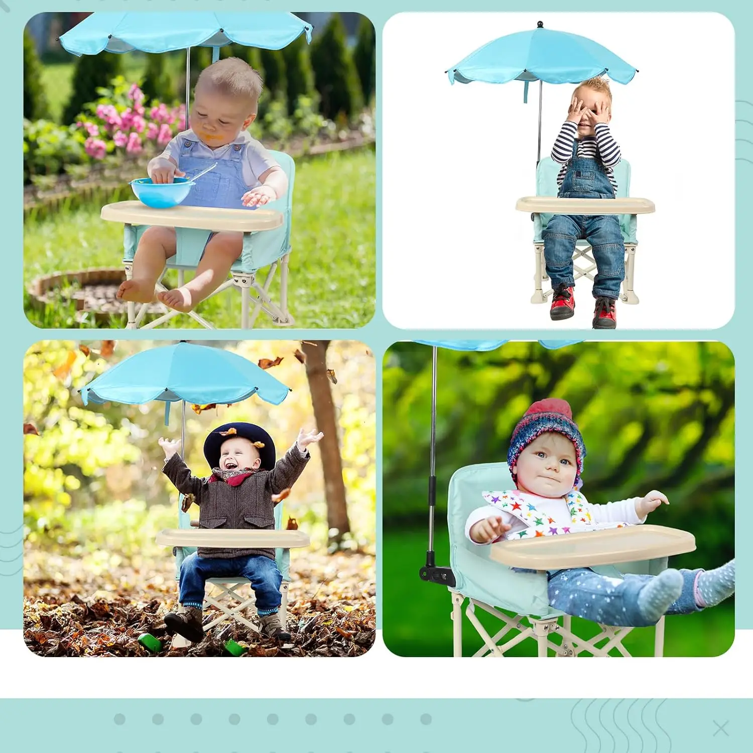 OEM Sillas Para Comer De Bebe Baby Beach Camping Chair with umbrella Silla Multifuncional de pp para comer alimentos para bebes