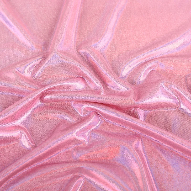 Wholesale Four Side Shiny Shattered Glass Neon Holographic Polyester Foil Print  Fabric Foil Fabric