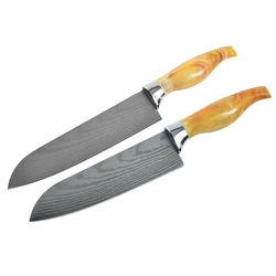 7' 8' Sharp Stainless Steel Kitchen Chef Santoku Knife Best for Home and Restaurant with Damascus pattern