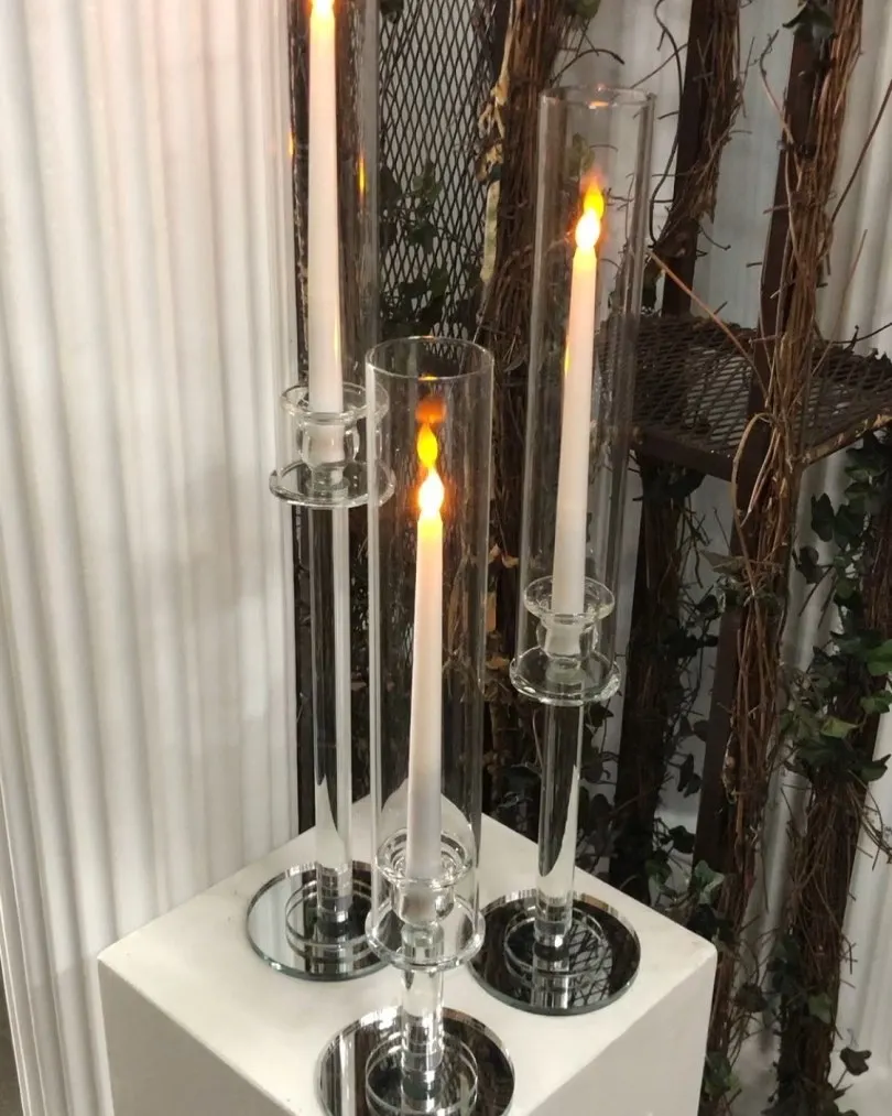 tall new wedding centerpiece glass tubes crystal candle holders for weddings