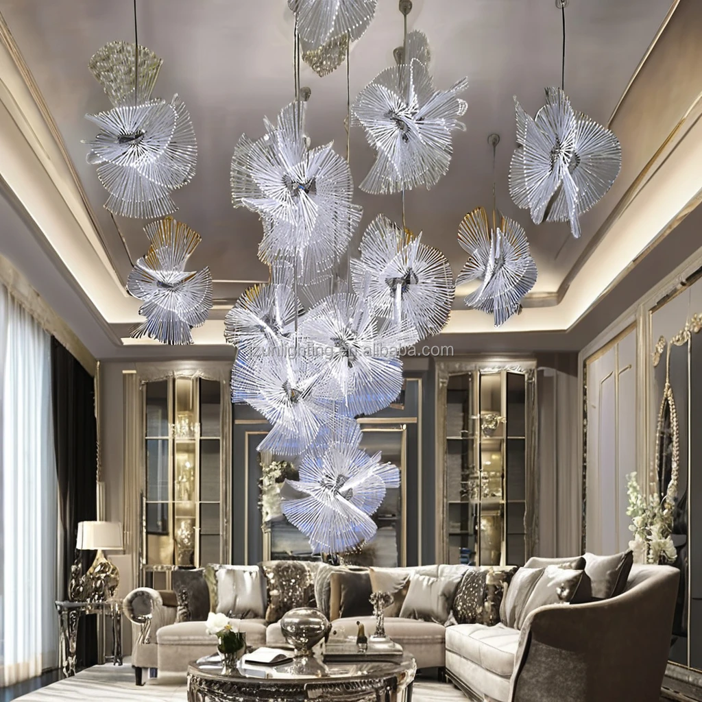 Postmodern Large Spark Ball Chandelier Modern Stars for Home Hotel Restaurant Decor Remote Control Lights