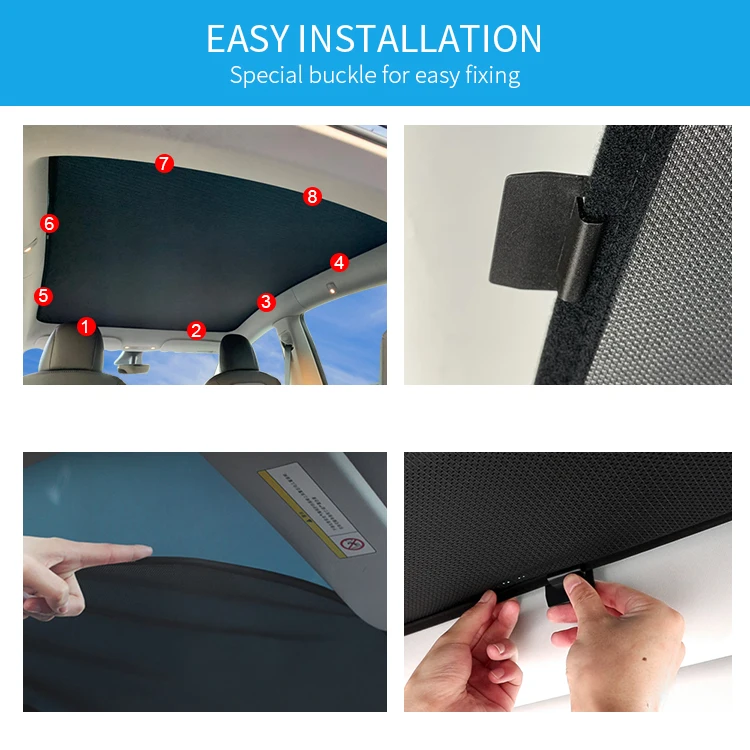 Heat Insulation Summer car essentials All covered panoramic Top and Rear glass car accessories sunshade for tesla model y