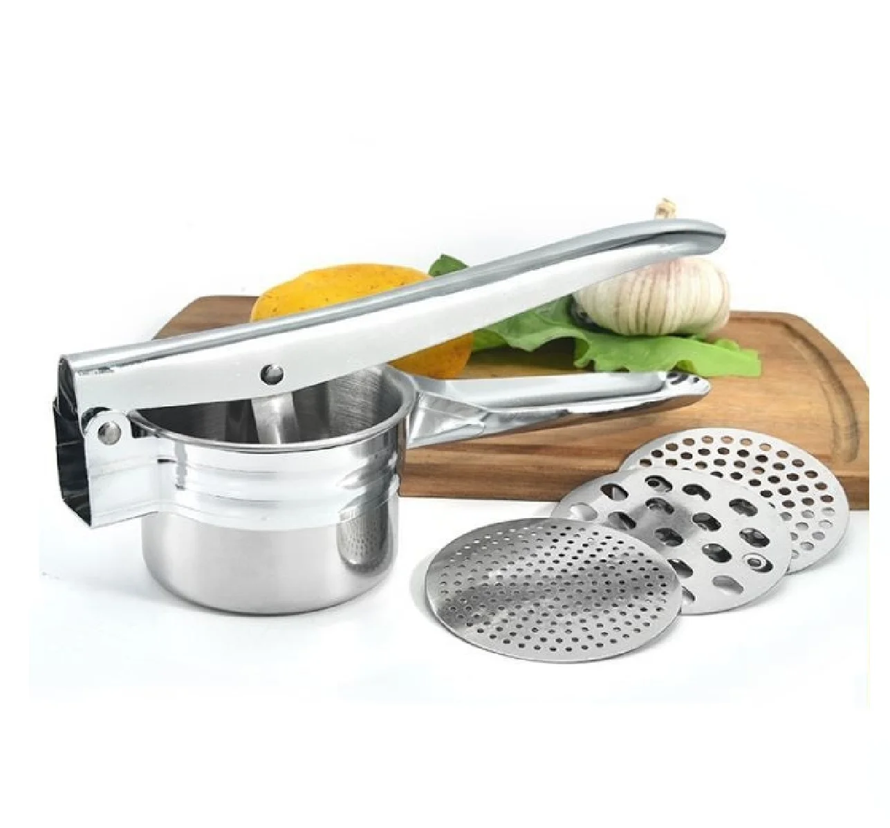 Updated  Food Grade  stainless steel  kitchen 8 in 1 fruit potatosqueeze  masher garlic press