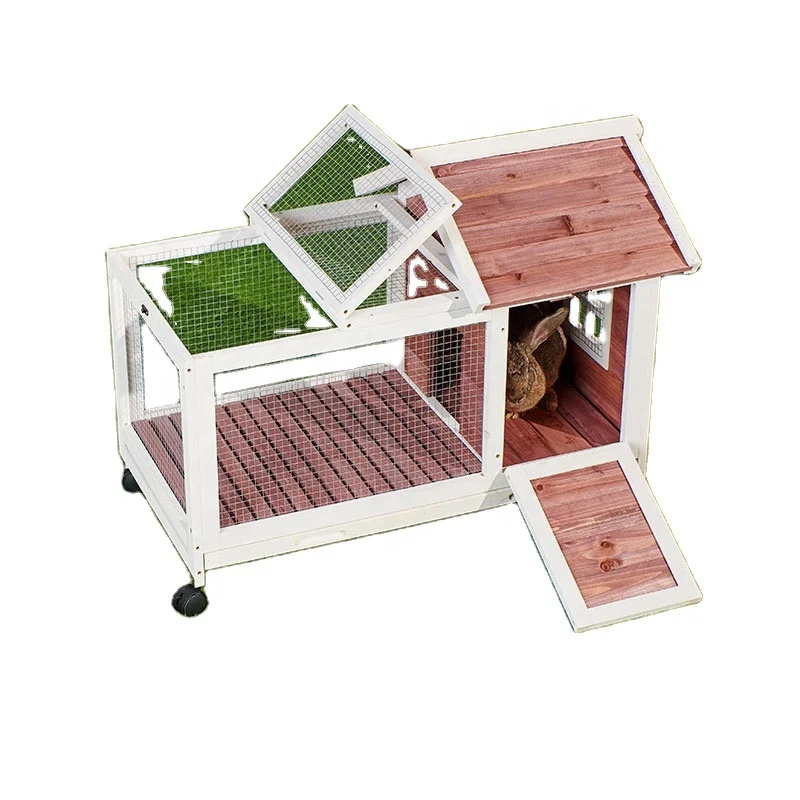 Solid wood  large drawer-style rainproof and sun-proof rabbit nest pet villa big rabbit cage