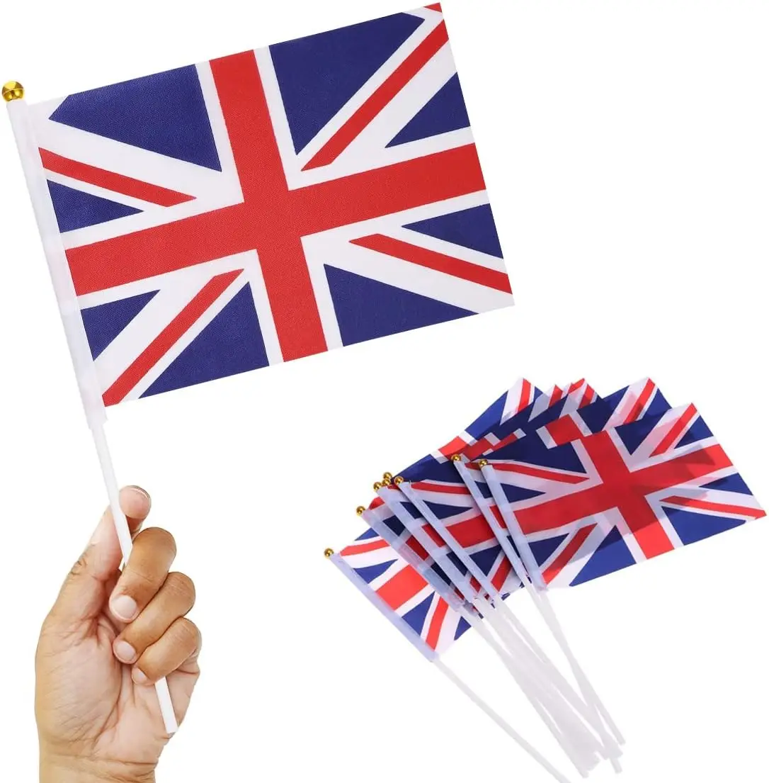 Factory Hot Sell Small Plastic Red White 14*21CM National Country UK British Hand Flag England
