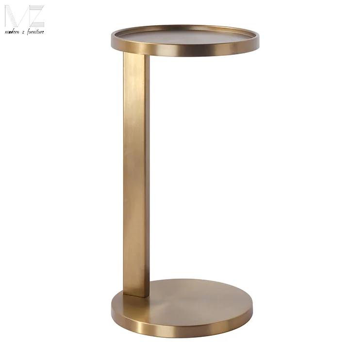 Luxury Design Living Room Furniture Side Table Round Brass Antique Gold Carbon Steel Bed End Sofa Coffee Tables