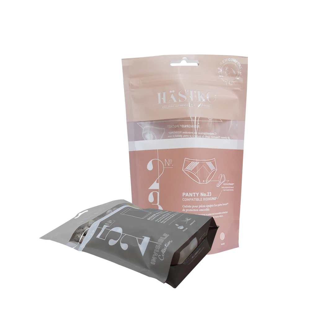 
Custom Eco Biodegradable Zip Lock Garment Plastic Packaging Bag For Clothes Underwear Stocks 