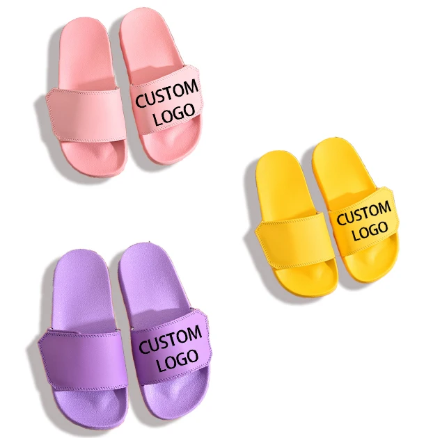 Wholesale Custom Logo PU Leather Magic Slide Slippers Men Women Winter Fur Adjustable Straps Summer Mules Sandal Sublimation