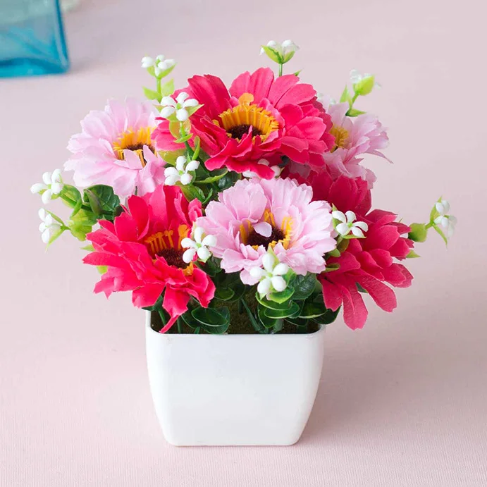 Artificial flower set floor standing living room mini ornament indoor decoration plastic floral arrangement
