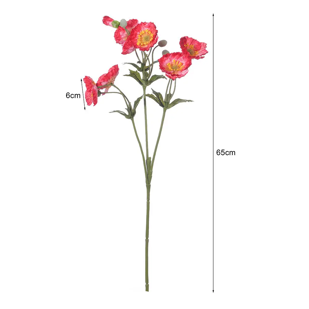 Oh Arts Manufacturer Best Selling 65cm Tall Artificial Silk Poppy Flower Stem For Decoration Living Room