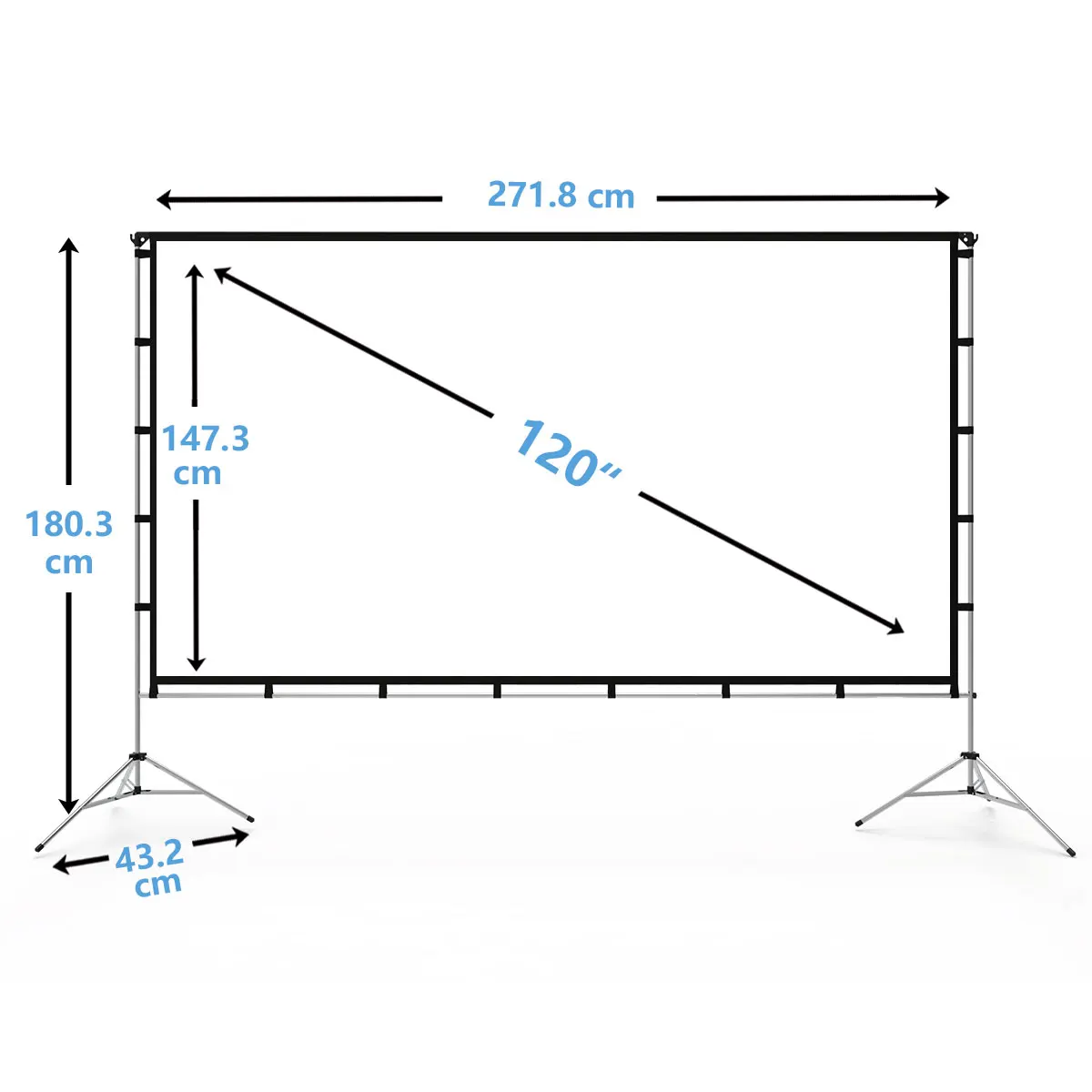 3-Layer Movie Screen pro, 120 inch 16:9 HD Portable Projection Screen Foldable Indoor Outdoor Waterproof
