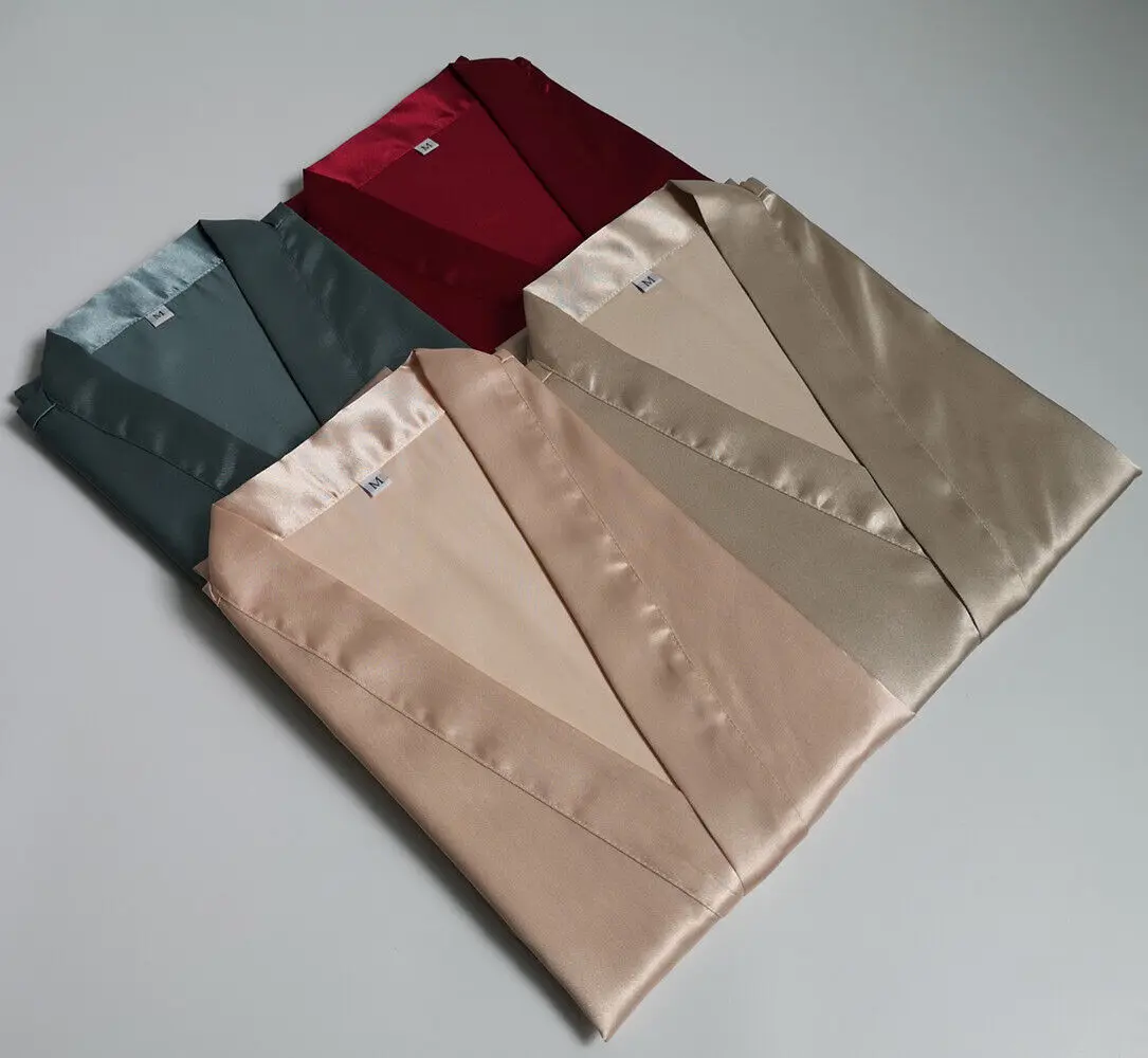 Wholesale Custom Logo Belted Spa Bathrobe for Lady Wedding Party Bridesmaid Peignoir Kimono Satin Robe Women