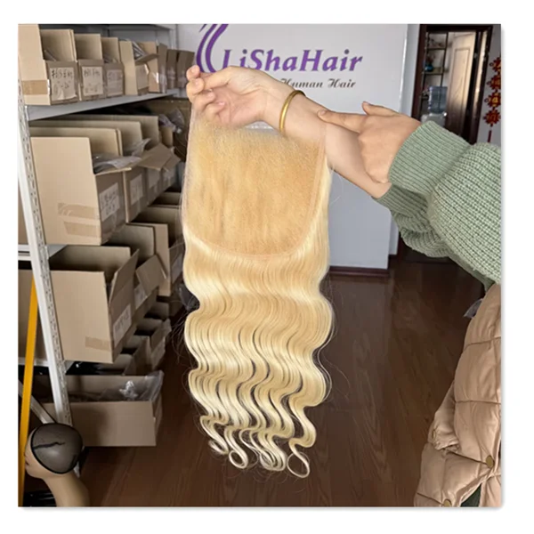 blonde hair closures 613 hd lace closure 6x6' base size virgin remy human hair style
