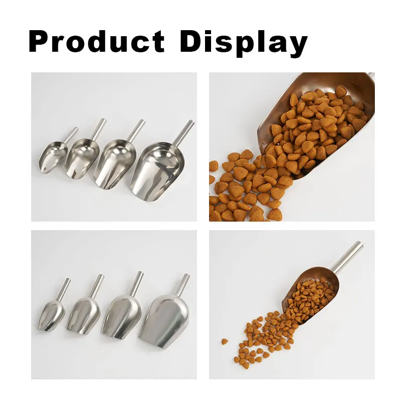 High Quality Stainless Steel Silver Ice Flour Shovel Bar Ice Flour Utility Scoop Metal Popcorn Food Ice Scoop