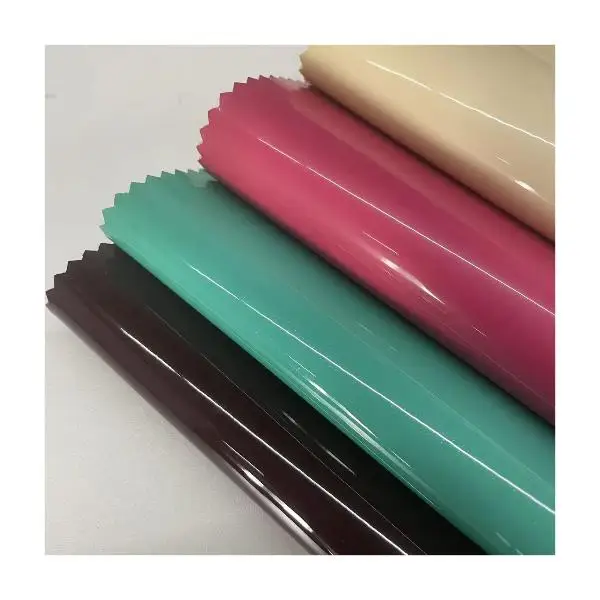 Manufacturer Mirror PVC Rexine Leather Patent Leather Material Fabric For Shoes Bags and Upholstery