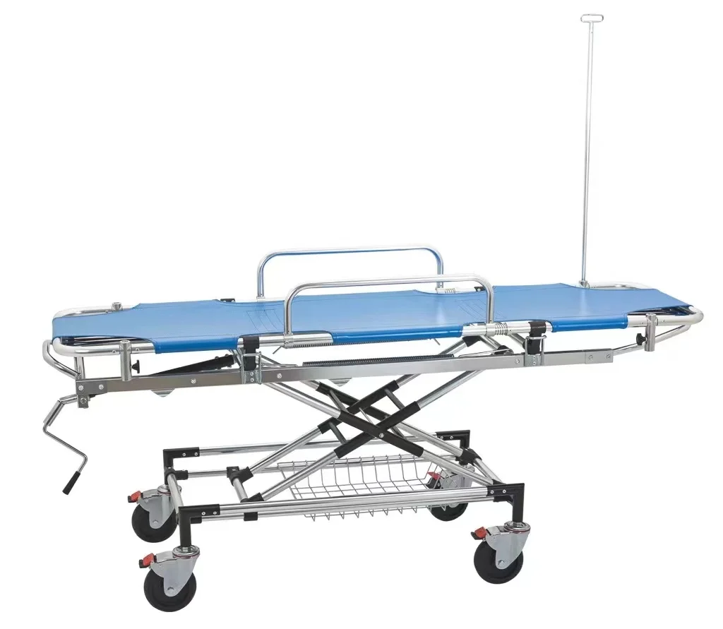 MKR Medical Ambulance Stretcher Backrest Patient Trolley Folding Aluminum Alloy Patient Stretcher